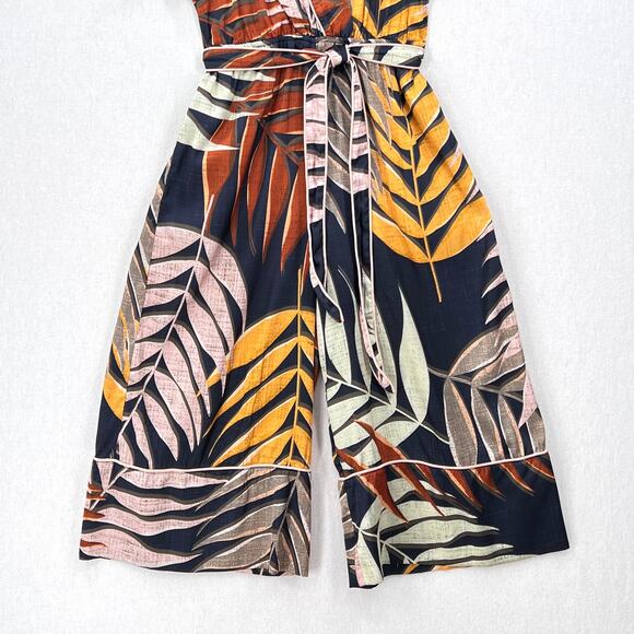 ANTHROPOLOGIE HUTCH Jess Jumpsuit Womens Small Leaf Print Short Sleeve V-neck - Picture 7 of 16